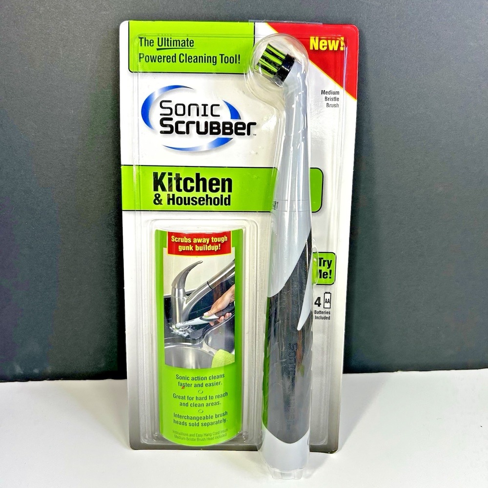 NEW Sonic Scrubber Kitchen & Household Powered Cleaning‎ Tool Medium Bristle